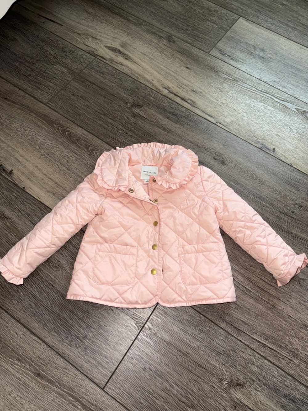 Janie and Jack Pale Pink Quilted Ruffle Collar Jacket